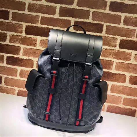 gucci gg backpack black|Gucci black canvas backpack.